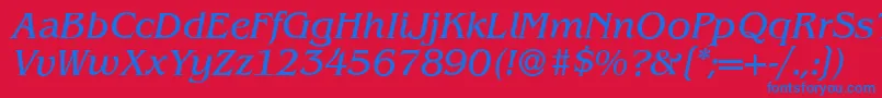 B693RomanItalic Font – Blue Fonts on Red Background