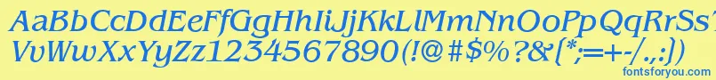 B693RomanItalic Font – Blue Fonts on Yellow Background