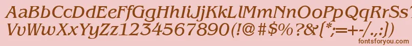 フォントB693RomanItalic – ピンクの背景に茶色のフォント