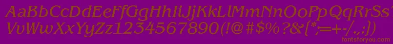 B693RomanItalic Font – Brown Fonts on Purple Background