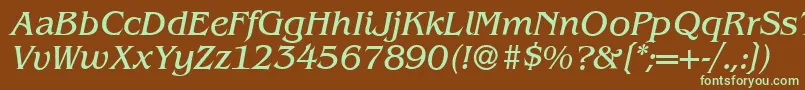 B693RomanItalic Font – Green Fonts on Brown Background