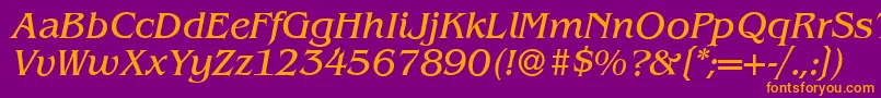 B693RomanItalic Font – Orange Fonts on Purple Background