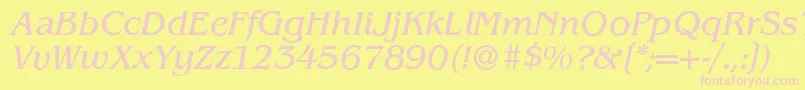 B693RomanItalic Font – Pink Fonts on Yellow Background