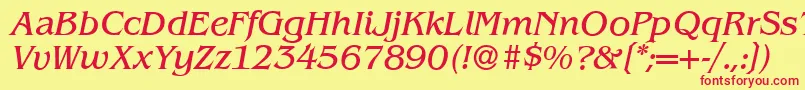 B693RomanItalic Font – Red Fonts on Yellow Background