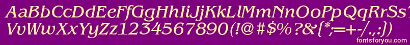 B693RomanItalic Font – Yellow Fonts on Purple Background