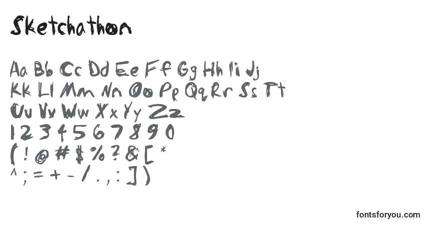 A fonte Sketchathon – alfabeto, números, caracteres especiais