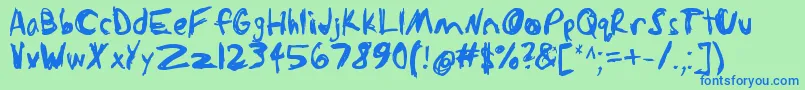 フォントSketchathon – 青い文字は緑の背景です。