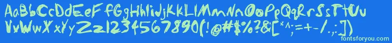 フォントSketchathon – 青い背景に緑のフォント