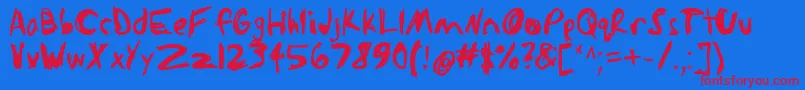 Czcionka Sketchathon – czerwone czcionki na niebieskim tle