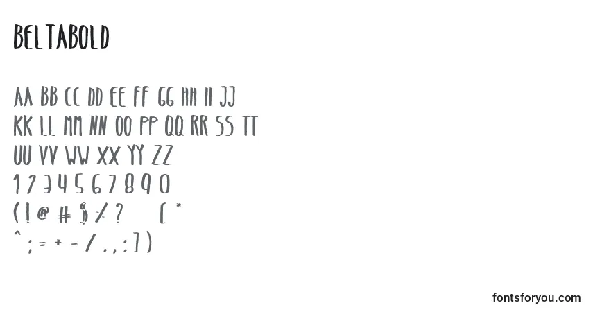 Schriftart BeltaBold – Alphabet, Zahlen, spezielle Symbole