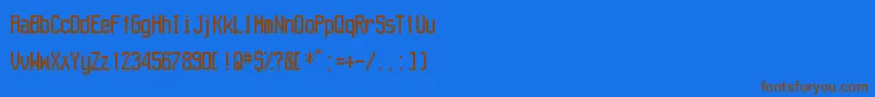 フォントAeroport – 茶色の文字が青い背景にあります。