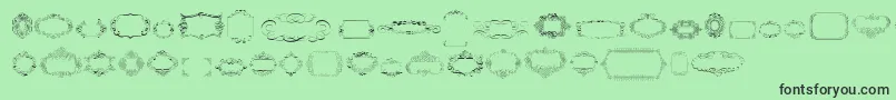 Weitere Informationen zur CalligraphicFramesSoftTwo-Schriftart CalligraphicFramesSoftTwo-Schriftart – Schwarze Schriften auf grünem Hintergrund