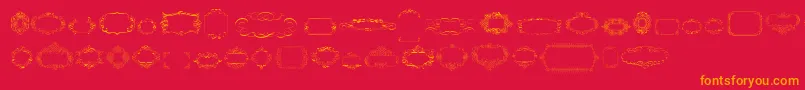 Fonte CalligraphicFramesSoftTwo – fontes laranjas em um fundo vermelho
