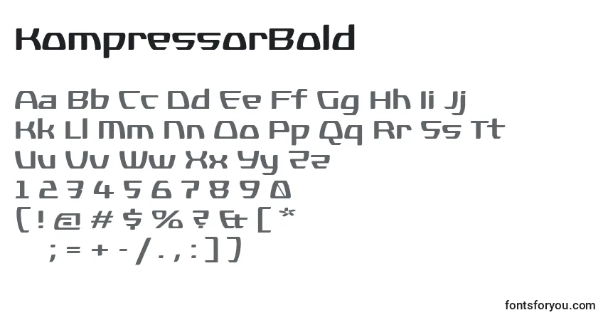 Шрифт KompressorBold – алфавит, цифры, специальные символы