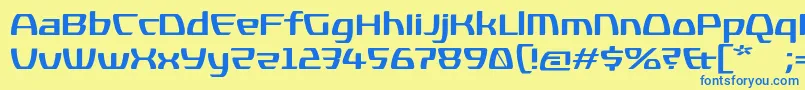 フォントKompressorBold – 青い文字が黄色の背景にあります。