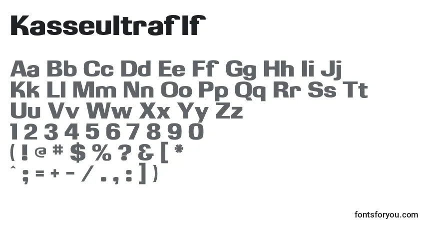 Шрифт Kasseultraflf – алфавит, цифры, специальные символы