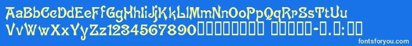BrugesTM-fontti – keltaiset fontit sinisellä taustalla