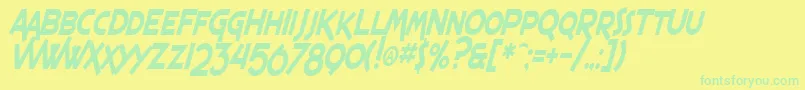 SfEspressoShackCondensedItalic-Schriftart – Grüne Schriften auf gelbem Hintergrund