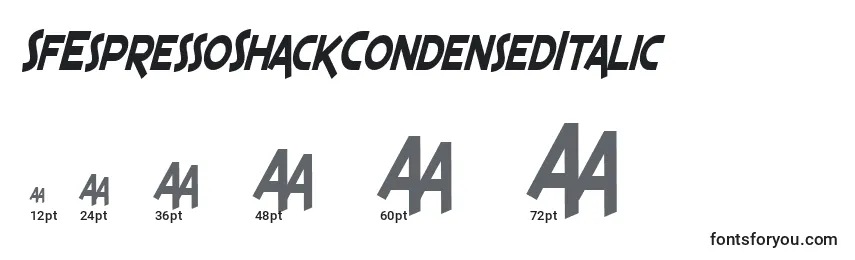 Размеры шрифта SfEspressoShackCondensedItalic