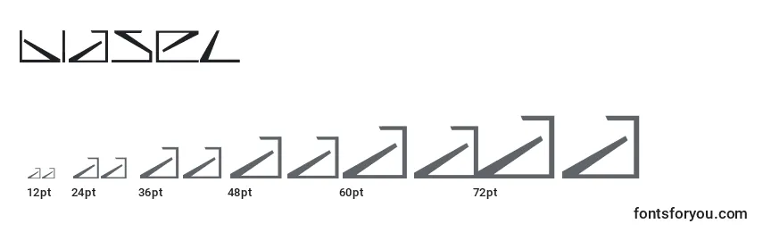 Размеры шрифта Biasel