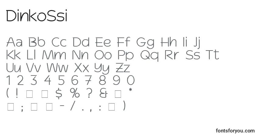 A fonte DinkoSsi – alfabeto, números, caracteres especiais
