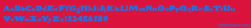 フォントWoodStevensBold – 赤い背景に青い文字