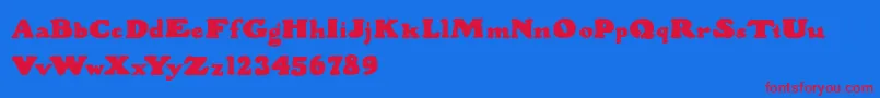WoodStevensBold-Schriftart – Rote Schriften auf blauem Hintergrund