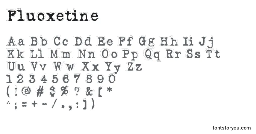 Czcionka Fluoxetine – alfabet, cyfry, specjalne znaki