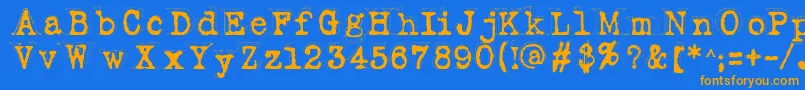 Fluoxetine-Schriftart – Orangefarbene Schriften auf blauem Hintergrund