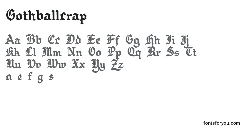 Czcionka Gothballcrap – alfabet, cyfry, specjalne znaki