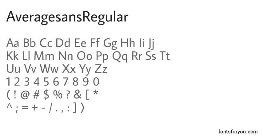 Czcionka AveragesansRegular – alfabet, cyfry, specjalne znaki