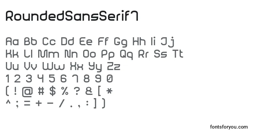 A fonte RoundedSansSerif7 – alfabeto, números, caracteres especiais