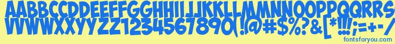 ObelixproitCyr Font – Blue Fonts on Yellow Background