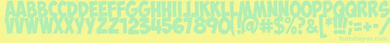フォントObelixproitCyr – 黄色い背景に緑の文字