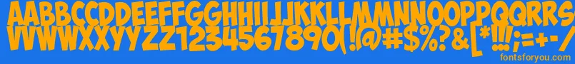 ObelixproitCyr Font – Orange Fonts on Blue Background