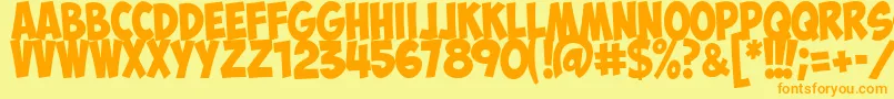 ObelixproitCyr-Schriftart – Orangefarbene Schriften auf gelbem Hintergrund