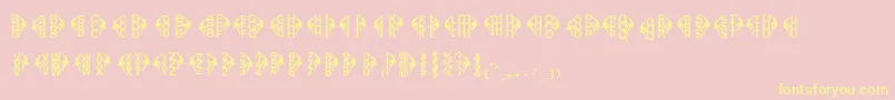 Centreclimbers-Schriftart – Gelbe Schriften auf rosa Hintergrund