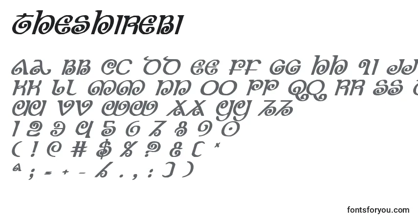 Theshirebi-fontti – aakkoset, numerot, erikoismerkit