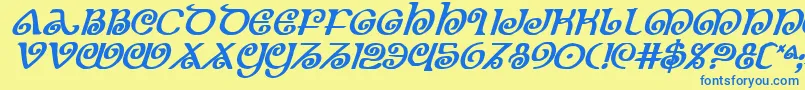 Theshirebi Font – Blue Fonts on Yellow Background