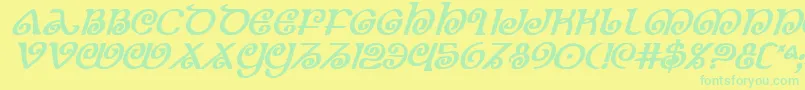 Theshirebi Font – Green Fonts on Yellow Background