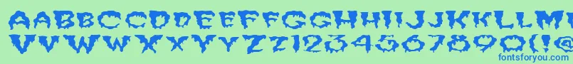 FzUnique10WaveyEx Font – Blue Fonts on Green Background
