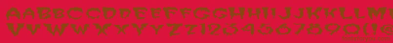 フォントFzUnique10WaveyEx – 赤い背景に茶色の文字