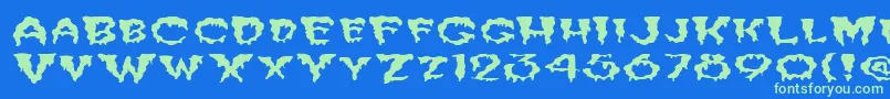 FzUnique10WaveyEx Font – Green Fonts on Blue Background