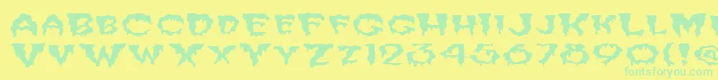 FzUnique10WaveyEx Font – Green Fonts on Yellow Background
