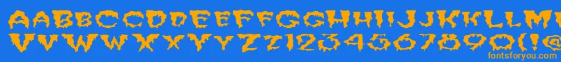 FzUnique10WaveyEx Font – Orange Fonts on Blue Background