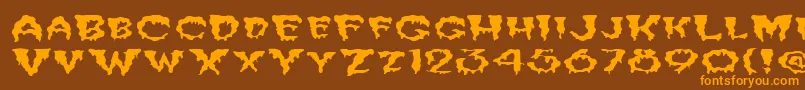 FzUnique10WaveyEx Font – Orange Fonts on Brown Background