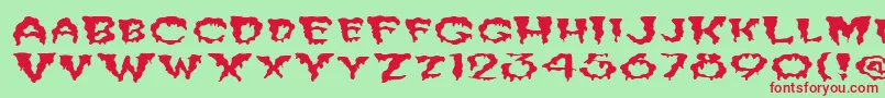 FzUnique10WaveyEx Font – Red Fonts on Green Background