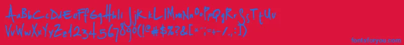 Splurge-Schriftart – Blaue Schriften auf rotem Hintergrund