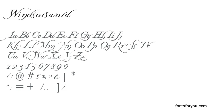 A fonte Windsorsword – alfabeto, números, caracteres especiais
