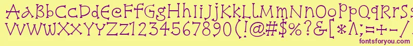 SnowburstoneRegular Font – Purple Fonts on Yellow Background